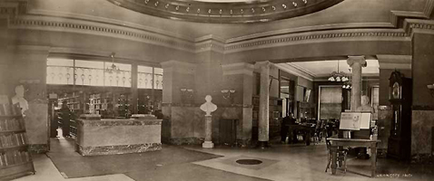 Delivery Desk and East Reading Room, circa 1915.